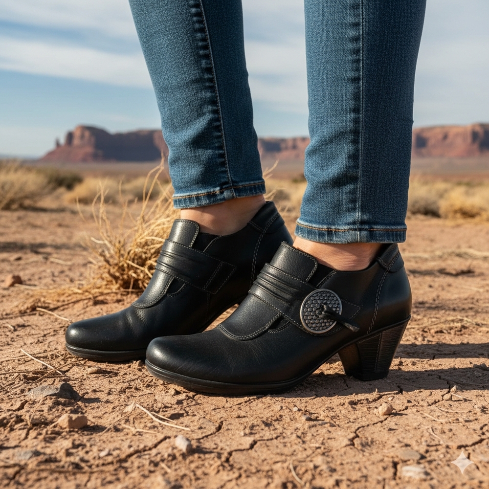 Remonte Dorndorf Shoe Booties Womens  EU 38 US 7 Black Leather Medallion Western